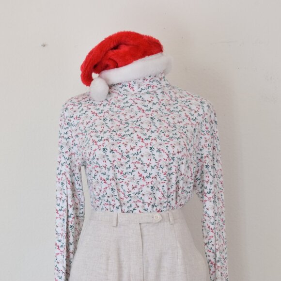 Vintage 90s Poly/Cotton Christmas Turtle Neck shirt by Bobbie Brooks, size L - Picture 5 of 10